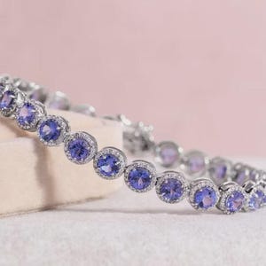 Tanzanite Gems Bracelet in 925 Sterling Silver, Tanzanite Bracelet For Women