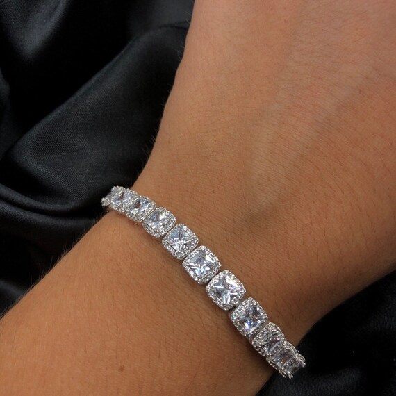 Silver Diamonique Cubic Zirconium Tennis Bracelet Etsy Australia