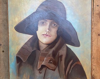 Pintura al óleo sobre lienzo - Retrato vintage - Fabbri 1997