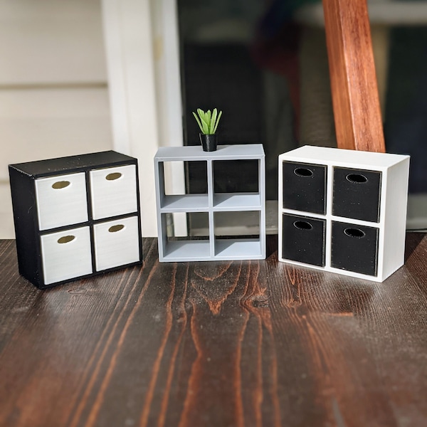 1:12 Dollhouse 4 Cube Bookshelf Miniature Furniture | Miniature Bookshelf | Cube Bookcase | Miniature Toy Shelf | 3D Printed | Modern