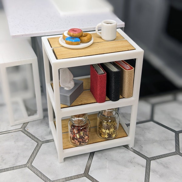 1:12 Kitchen Cart Shelf | Miniature Shelf Organizer | Dollhouse Shelf Cart | Mini Laundry Shelf | Dollhouse Utility Cart | Mini Utility Cart
