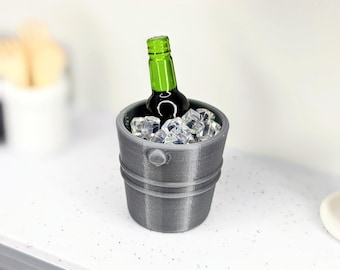 1:12 Ice Bucket | Miniature Ice Bucket | Mini Bar Accessories | Dollhouse Picnic Supplies | Dollhouse Beach Party | Dollhouse Bucket of Ice