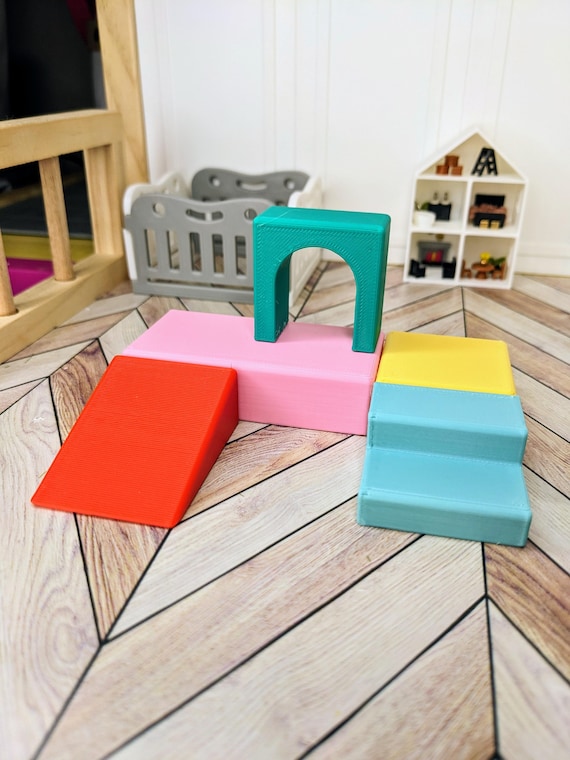 1:12 Kids Block Fort Set | Dollhouse Kids Toys | Miniature Kids Couch | Mini Blocks | Dollhouse Fort Cushions | Mini Nugget Couch