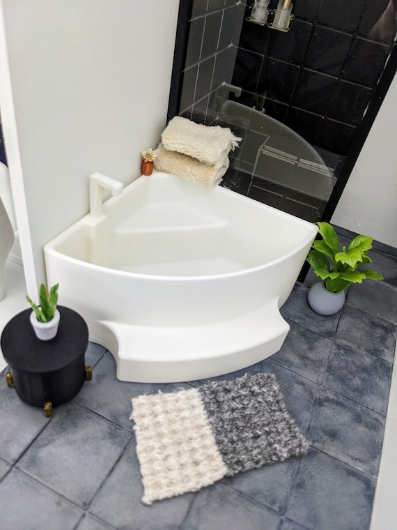 1:12 Corner Tub | Mini Soaking Tub | Dollhouse Bathtub | Miniature Bathtub | Dollhouse Jacuzzi | Dollhouse Corner Bathtub