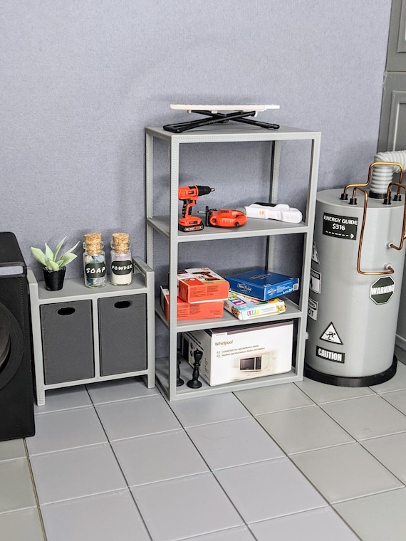 1:12 Utility Rack | Dollhouse Storage Shelf |Miniature Utility Shelf |Dollhouse Laundry Storage |Miniature Garage Shelf |Dollhouse Furniture