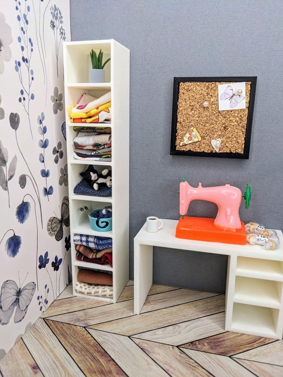 1:12 Fabric Storage | Dollhouse Craft Room Bins | Miniature Fabric Shelf | Dollhouse Fabric Bolts | Mini Fabric Storage |Dollhouse Furniture