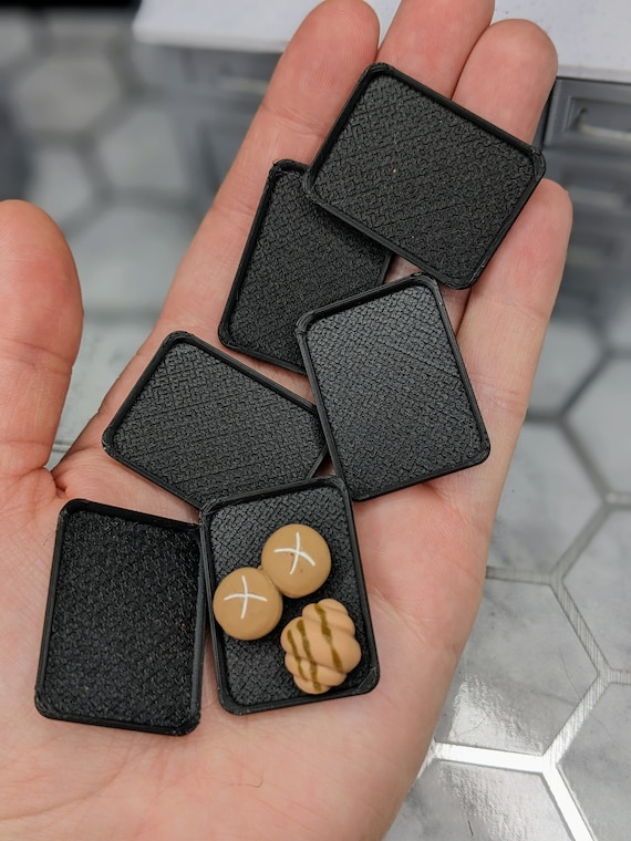 1:12 Bakery Trays 6 PCS | Dollhouse Bakery Tray | Miniature Bakery Dishes | Mini Bakery Room Box | Mini Donut Tray | Doll Lunch Tray