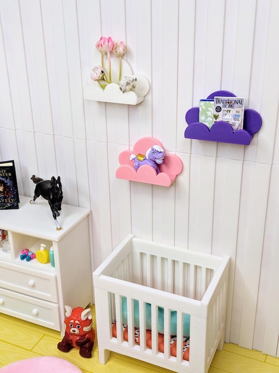 1:12 Cloud Shelves | Dollhouse Kids Decor | Miniature Book Shelves | Kids Room Diorama | Miniature Toy Shelves | Mini Cloud Shelves