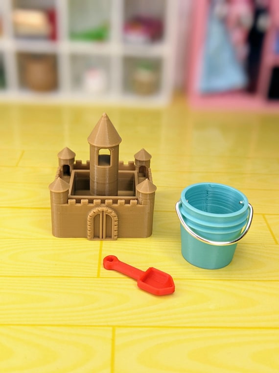 1:12 Beach Toys | Miniature Sand Castle | Miniature Bucket | Dollhouse Bucket and Shovel | Dollhouse Kids Toys | 1 12 Beach Toy Set