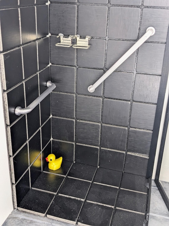 1:12 Grab Bar Set | Dollhouse Towel Bar | Miniature Grab Bar for Diorama | Dollhouse Bathroom | Miniature Shower Bar | Mini Towel Holder