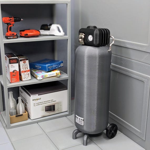 1:12 Air Compressor |Dollhouse Garage Tools |Miniature Air Compressor |Mini Utility Room |Garage Diorama|Machine Shop Miniatures |Mini Tools
