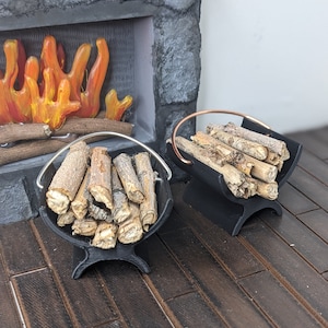 1:12 Firewood Log Rack | Miniature Dollhouse Firewood | Miniature Wood Rack | Dollhouse Wood Rack | 3D Printed | Miniature Wood Logs