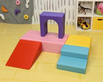 Juego de bloques de construcción para niños a escala 1:12 / Casa de muñecas en miniatura con sofá infantil impreso en 3D