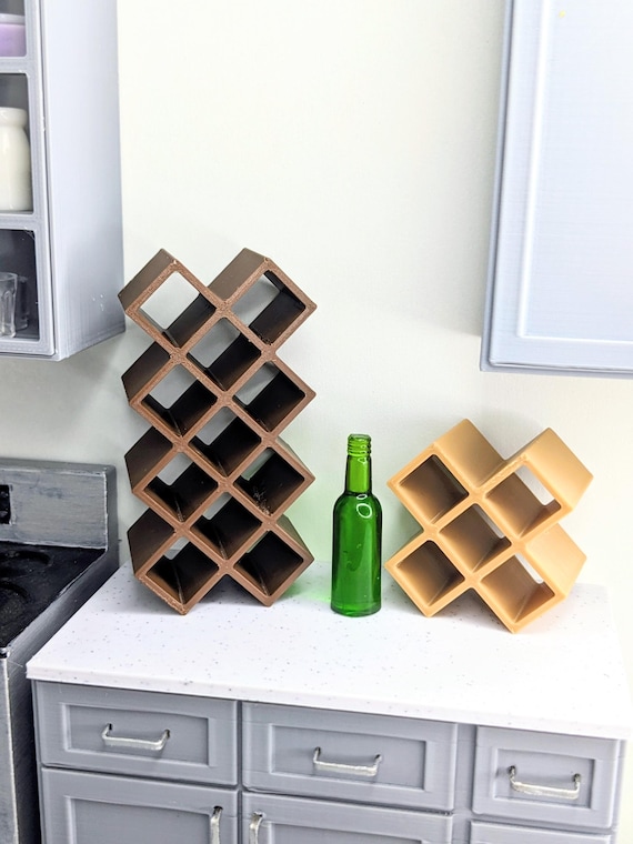 1:12 Wine Rack | Dollhouse Wine Rack | Miniature Wine Storage | Dollhouse Kitchen Accessories | Miniature Winery | Doll Wine Cabinet