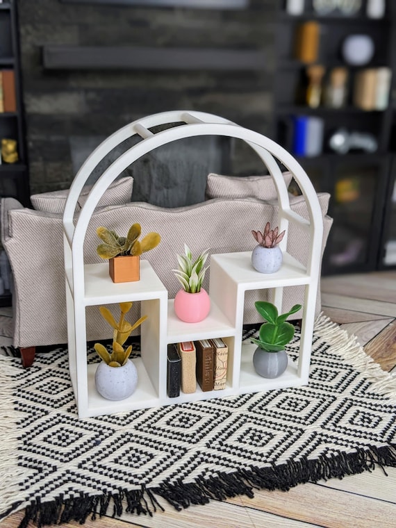 1:12 Arch Plant Shelf | Modern Dollhouse Plant Stand | Miniature Plant Shelf | Mini Plant Shelf | Dollhouse Furniture| Mini Boho Plant Shelf