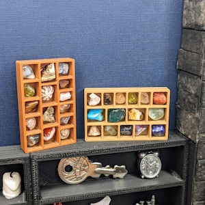 1:12 Rock Display | Dollhouse Gem Display | Miniature Geology Diagram | Dollhouse Study Accessories | Miniature Rock Display | Mini Specimen