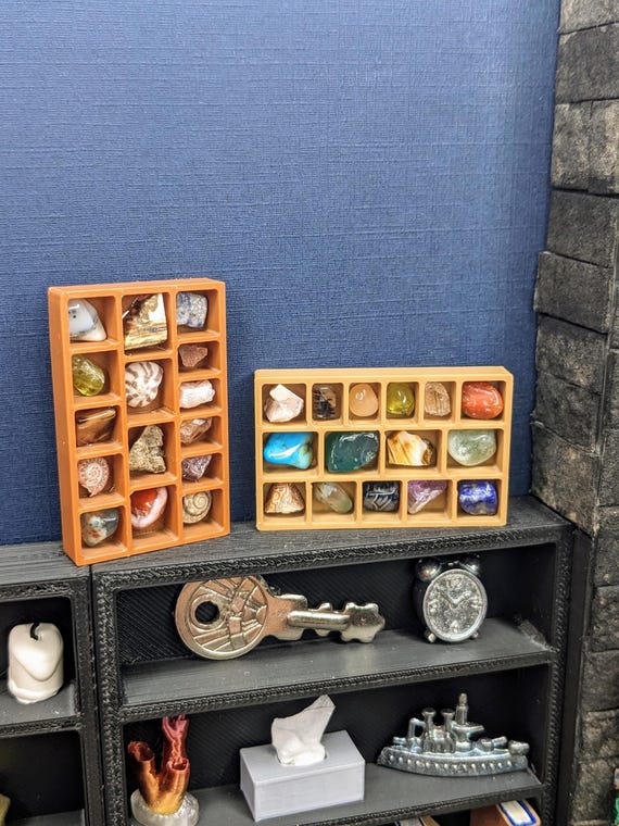 1:12 Rock Display | Dollhouse Gem Display | Miniature Geology Diagram | Dollhouse Study Accessories | Miniature Rock Display | Mini Specimen