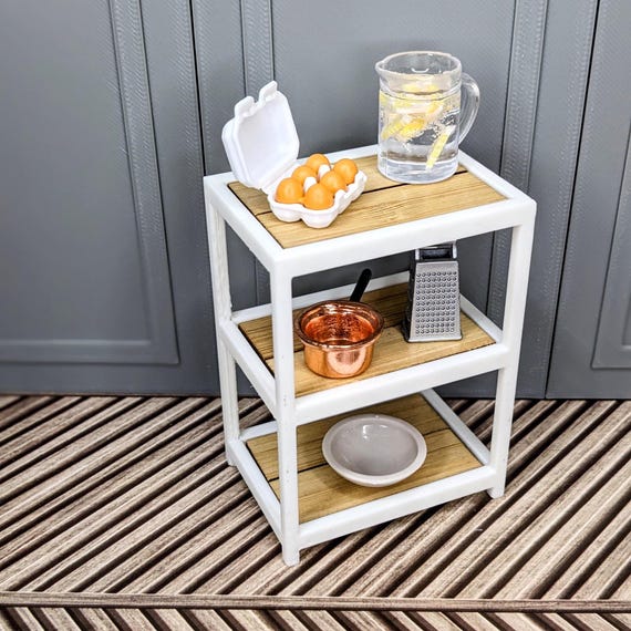 1:12 Kitchen Cart | Miniature Shelf Organizer | Mini Laundry Shelf | Dollhouse Utility Cart | Mini Utility Cart | Dollhouse Furniture
