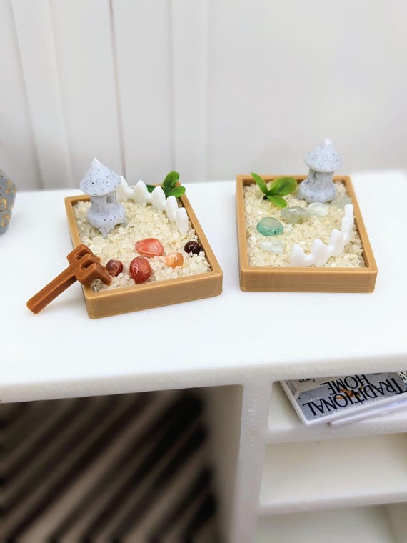 1:12 Zen Garden Kit | Miniature Zen Garden | Dollhouse Zen Garden | DIY Dollhouse Kit | Miniature Garden | Tiny Zen garden