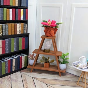 1:12 Plant Stand | Miniature Plant Shelf | Dollhouse Plant Stand | Miniature Home Decor | Miniature Greenhouse Shelf |Dollhouse Garden Table