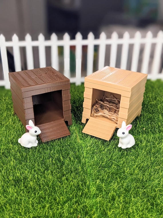 1:12 Rabbit Hutch | Dollhouse Rabbit House | Miniature Animal Hutch | Farm Diorama Supplies