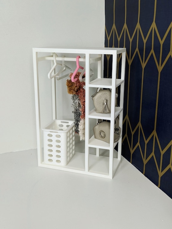 1:12 Mini Closet |Dollhouse Closet |Miniature Closet for Dolls |3D Printed | Dollhouse Clothing Rack | Miniature Armoire |Dollhouse Wardrobe