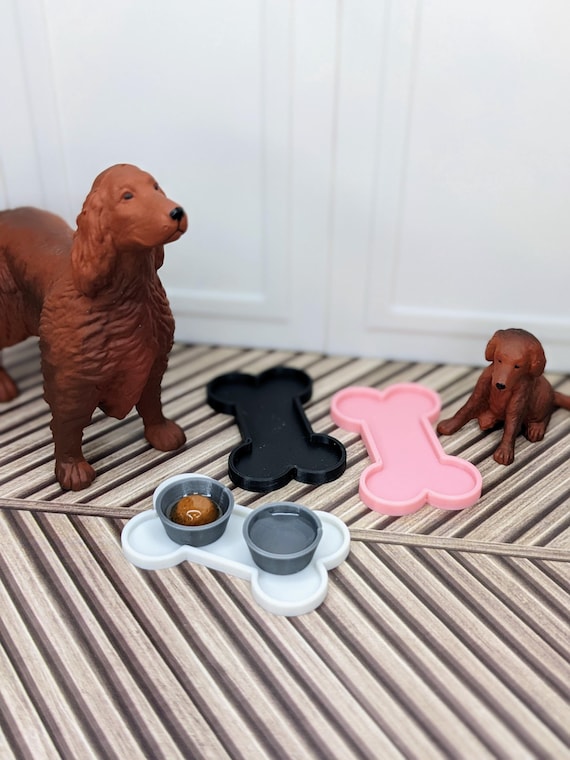 1:12 Dog Food Set | Dollhouse Pet Bowls | Miniature Dog Kibble | Dollhouse Dog Food Bowl | Mini Pet Food | Miniature Pet Accessories