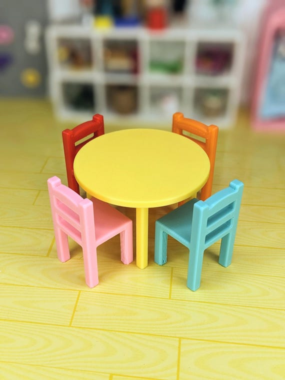 1:12 Kids Table Set | Miniature Kids Activity Table | Dollhouse Kids Playroom |Dollhouse Table | Miniature Kids Table| Kids Diorama Supplies