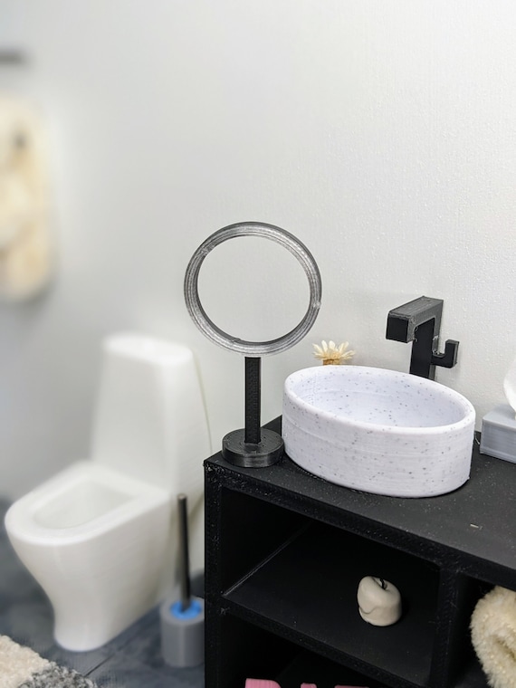 1:12 Beauty Ring Light | Dollhouse Selfie Ring Light | Miniature Ring Light for Dolls | Dollhouse Beauty Light | Mini Vanity Lamp for Dolls