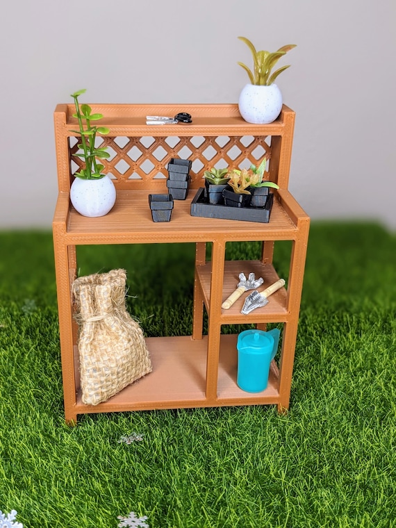 1:12 Potting Table |Dollhouse Potting Shelf | Miniature Potting Station | Dollhouse Gardening Bench | Mini Potting Table | Garden Diorama