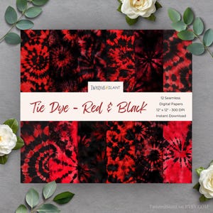 May include: Twelve seamless digital papers featuring a red and black tie dye pattern. Each paper is 12 inches by 12 inches and 300 DPI. Instant download.