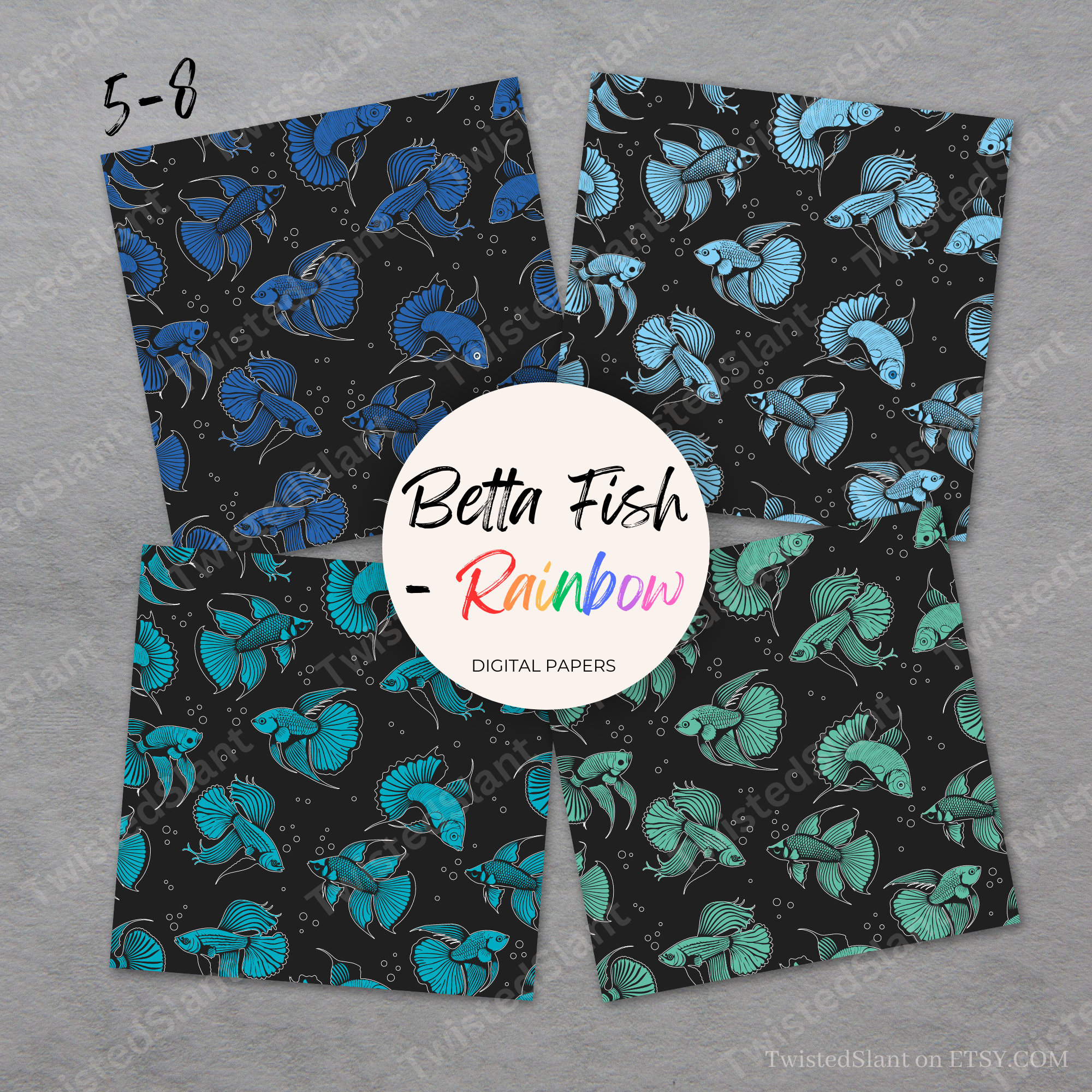 Betta Fish Digital Paper | INSTANT DOWNLOAD | Fighting Fish | Seamless ...