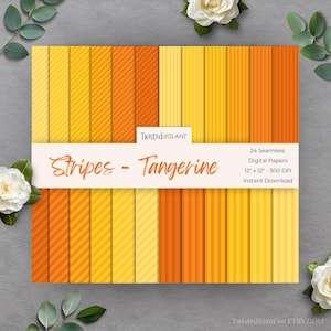 Orange Stripe Digital Paper | INSTANT DOWNLOAD | Striped Background | Lined Digital Paper | Seamless Textures | Orange | STR01