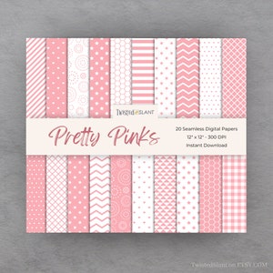 Pink Digital Paper | INSTANT DOWNLOAD | Seamless Papers | Pink Junk Journal | Geometric | Baby Pink Digital Papers | Seamless Paper Pack