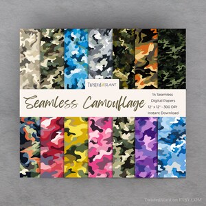 Hunting Camo Digital Paper | INSTANT DOWNLOAD | Camouflage Digital Paper | Military Patterns | Seamless Paper Pack | Camouflage | CAM01