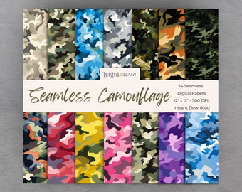Hunting Camo Digital Paper | INSTANT DOWNLOAD | Camouflage Digital Paper | Military Patterns | Seamless Paper Pack | Camouflage | CAM01