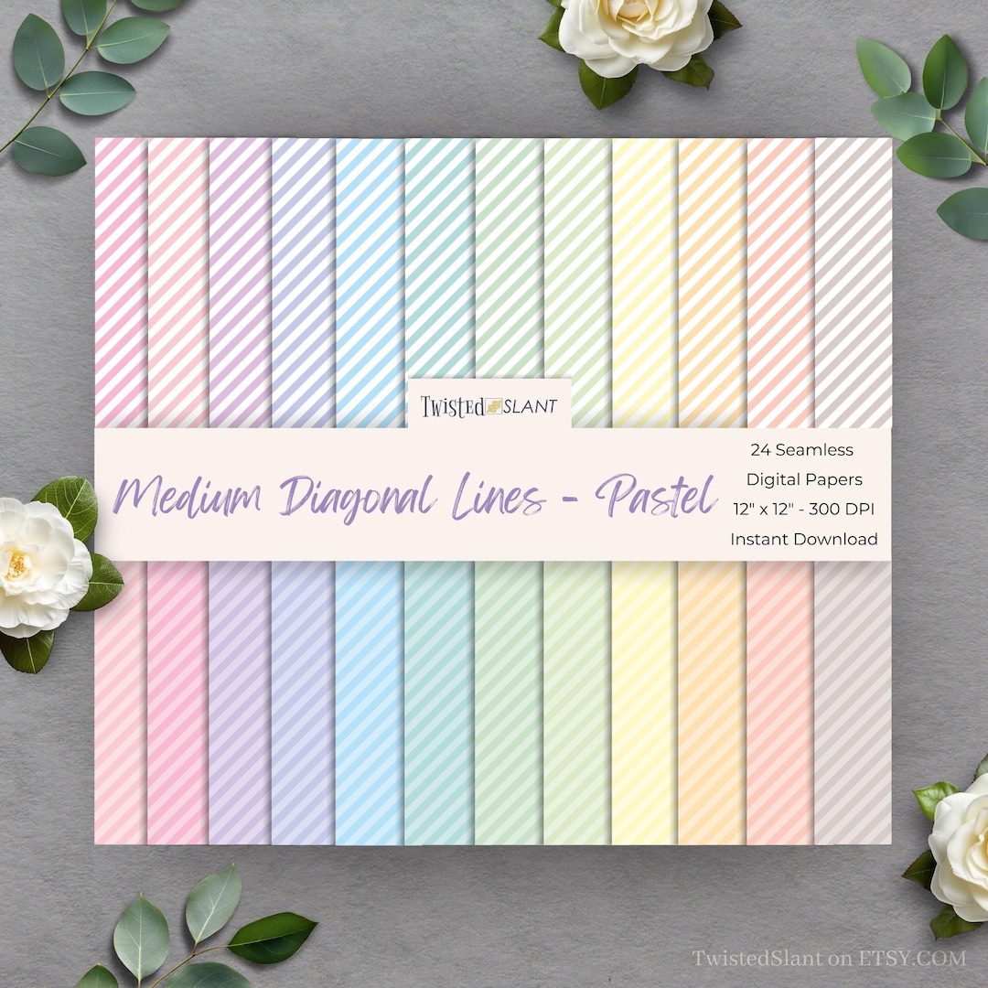 Pastel Diagonal Stripes Digital Paper | INSTANT DOWNLOAD | Striped ...