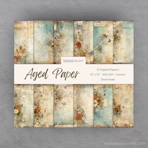 Verouderd digitaal papier | DIRECT DOWNLOADEN | Pagina's met ongewenste dagboeken | Oud papier achtergrond | Distressed digitaal papier | Achtergrond oud papier
