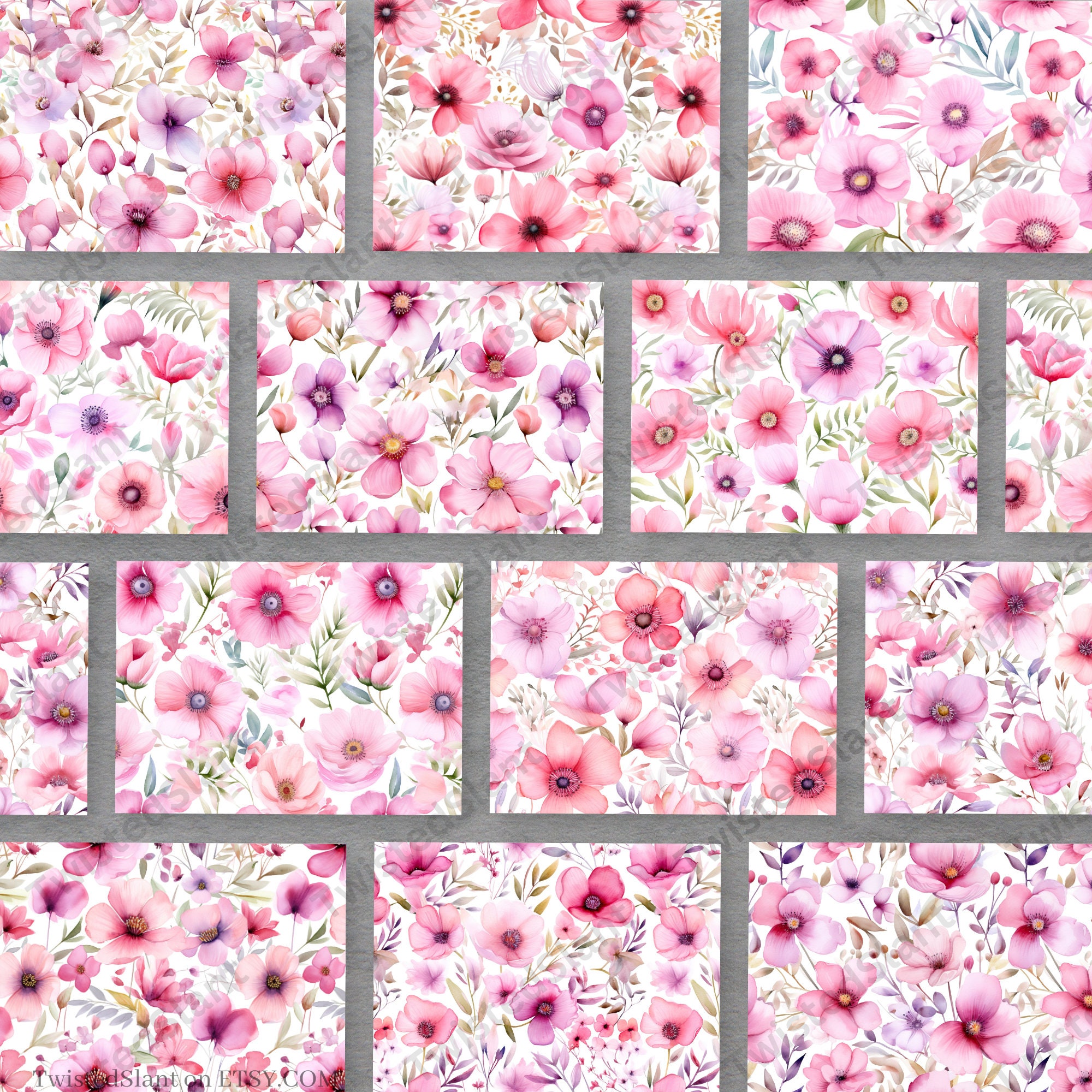 Spring Floral Medley Digital Paper | INSTANT DOWNLOAD | Watercolor ...