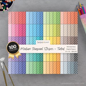 Digitaal papier met diagonale strepen | DIRECT DOWNLOADEN | Gestreepte achtergrond | Gelinieerd digitaal papier | Naadloos papier | Regenboog | Getint | STR01