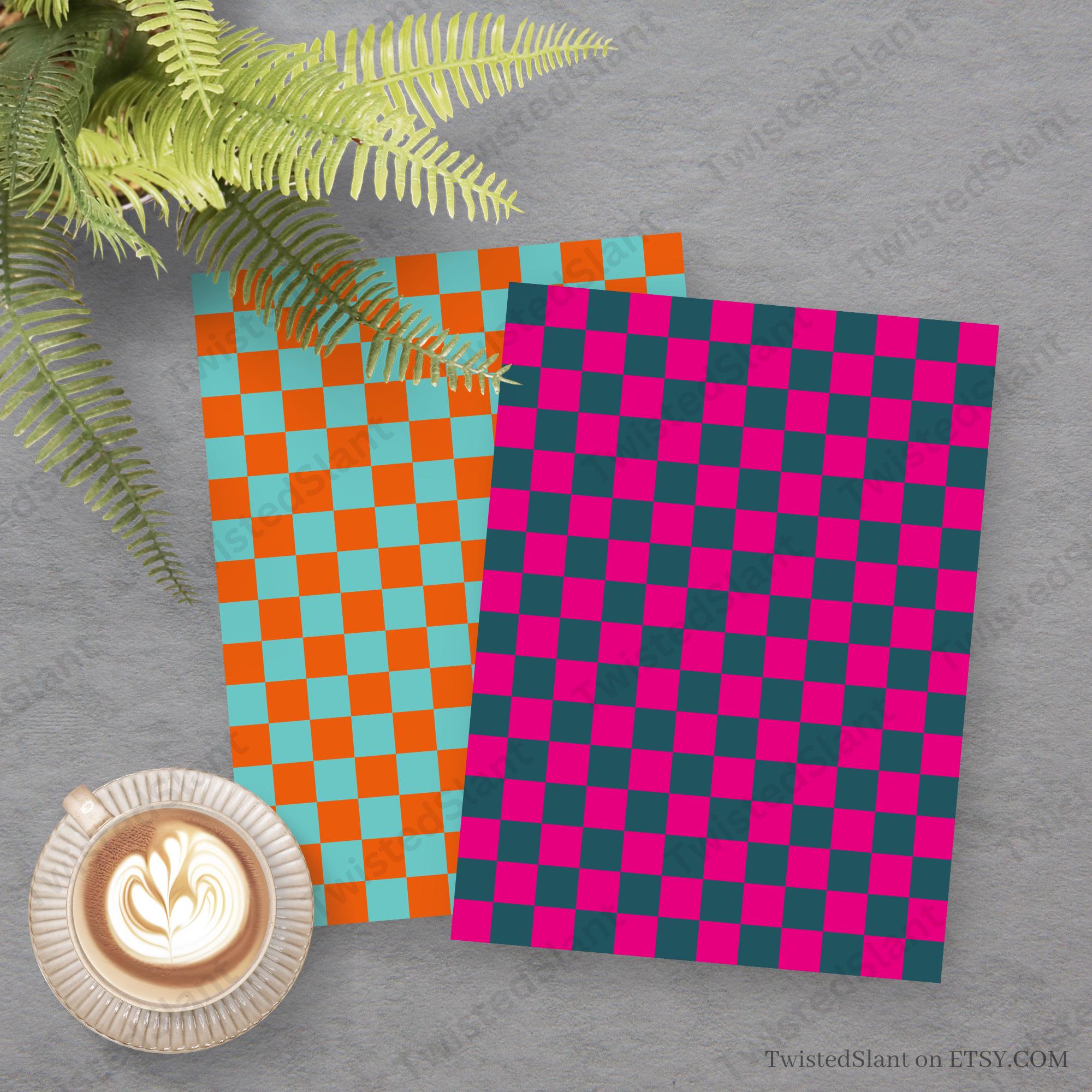 Retro Checkered Digital Paper | INSTANT DOWNLOAD | Checkered Background ...