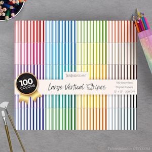 Vertical Stripes Digital Paper | INSTANT DOWNLOAD | Striped Background | Lined Digital Paper | Seamless Papers | Rainbow | White | STR01