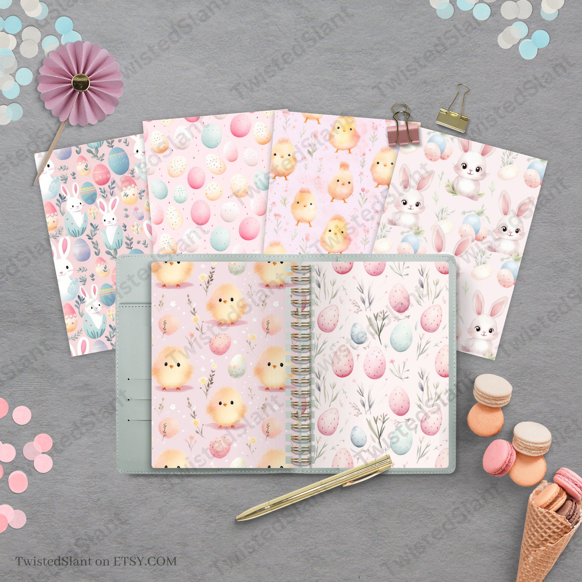 Easter Digital Papers INSTANT DOWNLOAD Bunny Digital Paper Easter Junk ...