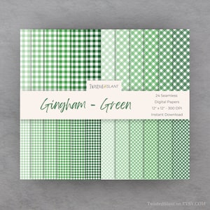 Gingham Digital Paper Pack | SOFORTIGER DOWNLOAD | Gingham Muster | Gingham Digitale Papiere | Seamless Paper Pack | grüner Vichykaro | GH1