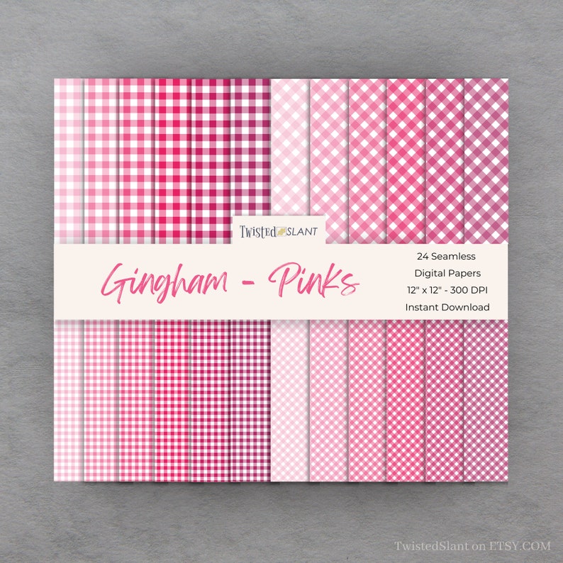 Pink Gingham Digital Paper | INSTANT DOWNLOAD | Gingham Pattern ...