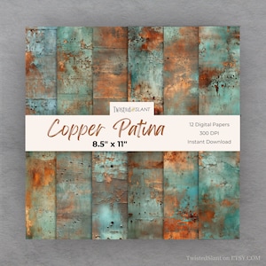 Carta digitale patina di rame / DOWNLOAD IMMEDIATO / Carta digitale rustica / Texture metalliche / 8,5 x 11 pollici / Patina di rame / Set 1 / CP1