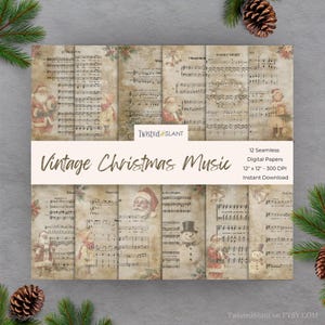 Christmas Sheet Music Digital Paper | INSTANT DOWNLOAD | Digital Christmas Music Paper | Vintage Music | Christmas Hymns | Holiday Papers