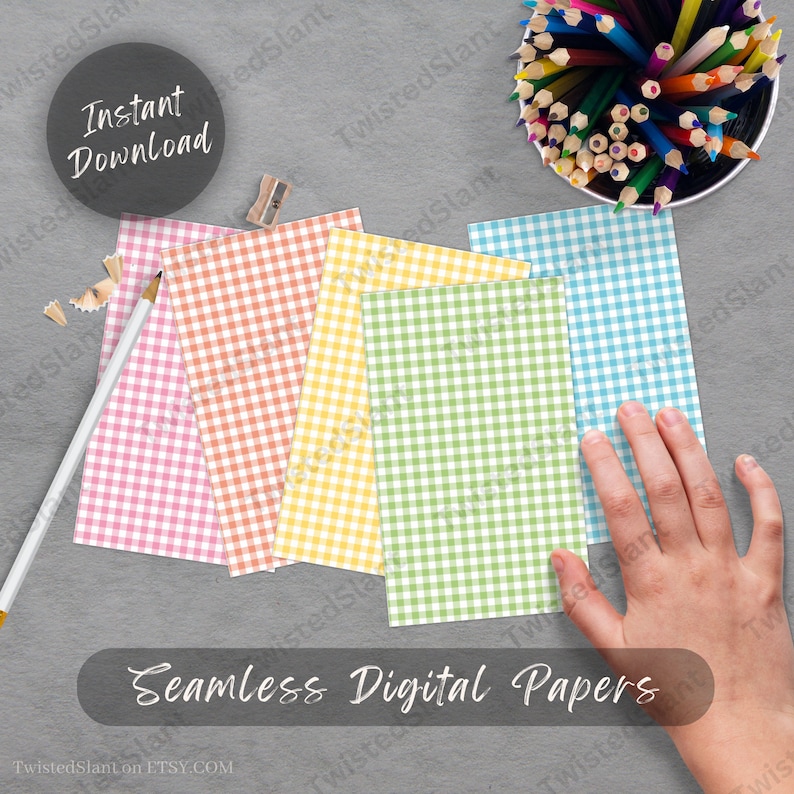 Gingham Digital Paper Pack | INSTANT DOWNLOAD | Gingham Digital Papers ...