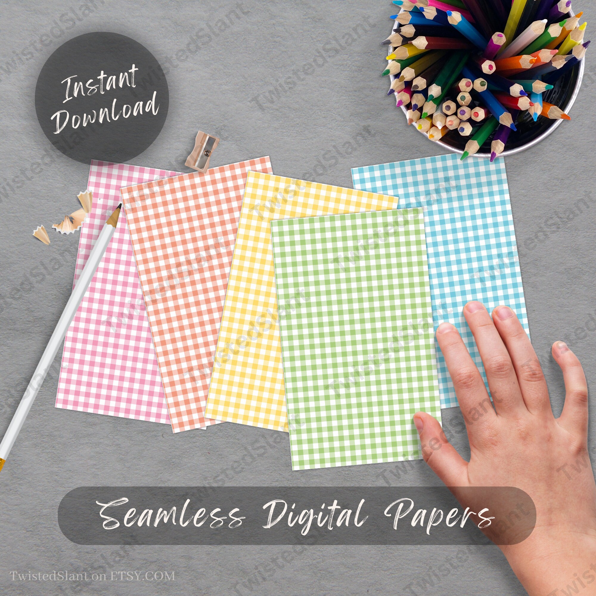 Gingham Digital Paper Pack | INSTANT DOWNLOAD | Gingham Digital Papers ...