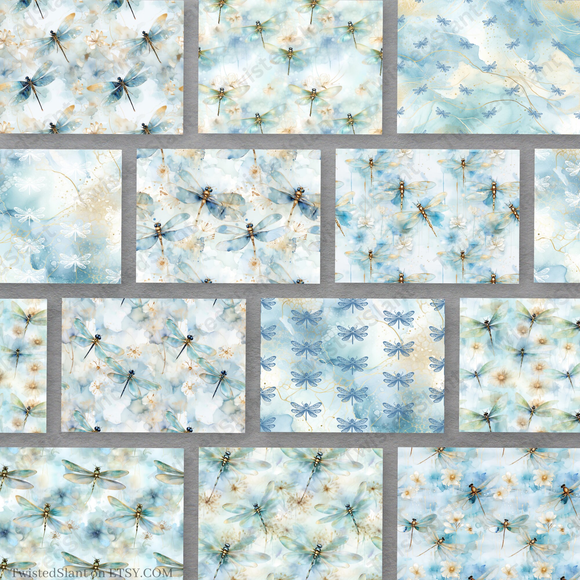 Watercolor Dragonfly Digital Paper | INSTANT DOWNLOAD | Dragonfly ...
